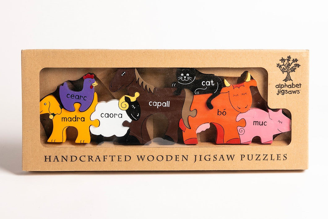 Farm Animals Jigsaw Puzzle in Irish (As Gaeilge)