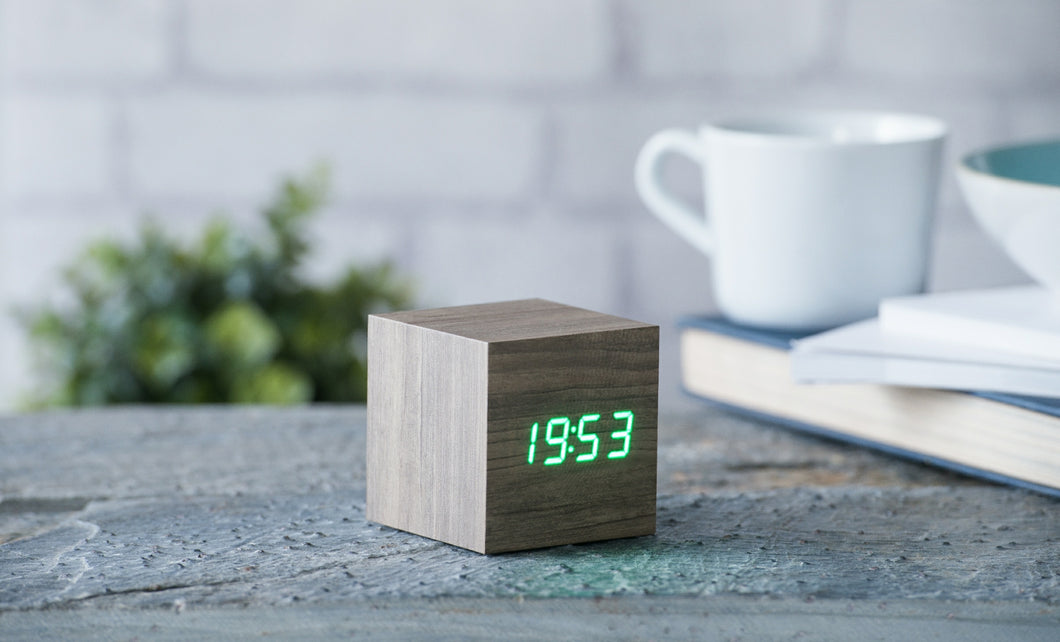 Gingko- Cube Click Clock- Ash
