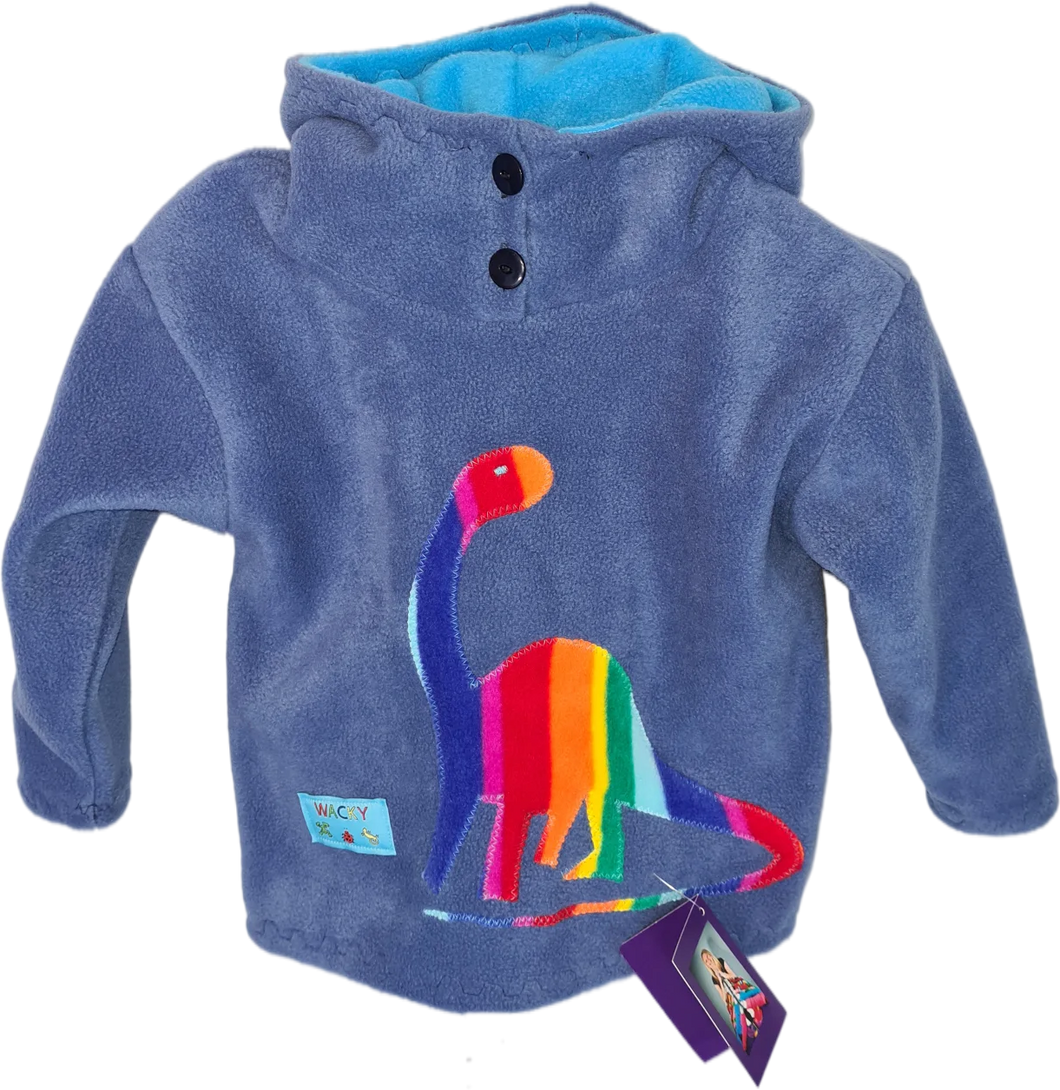 Kids Fleece Hoodie - Blue Dinosaur