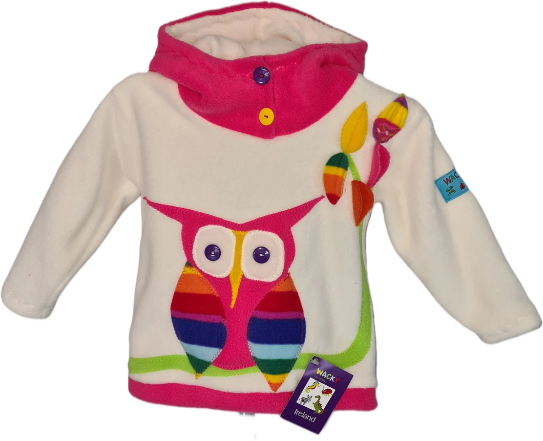 Kids Fleece Hoodie - White Owl
