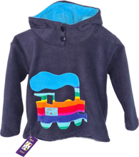 Load image into Gallery viewer, Kids Fleece Hoodie - Navy Train

