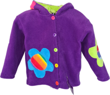Load image into Gallery viewer, Kids Fleece Button Jacket - Purple Flowers
